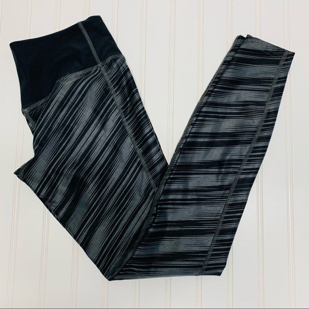 Nike Dri Fit Sz XS Black Grey Stripey Legging Black Waistband MIZZOU Univ of Mo